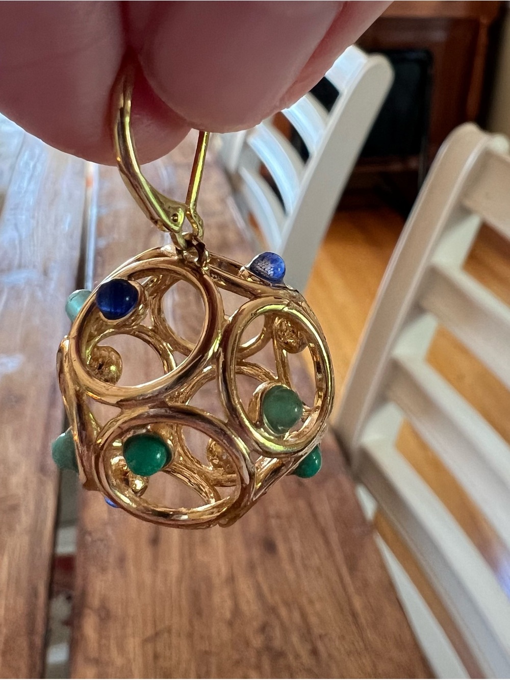 Gold-Tone Multi-Stone Sphere Drop Earrings - Turquoise & Navy
Vintage Kate Spade - Picture 4 of 6